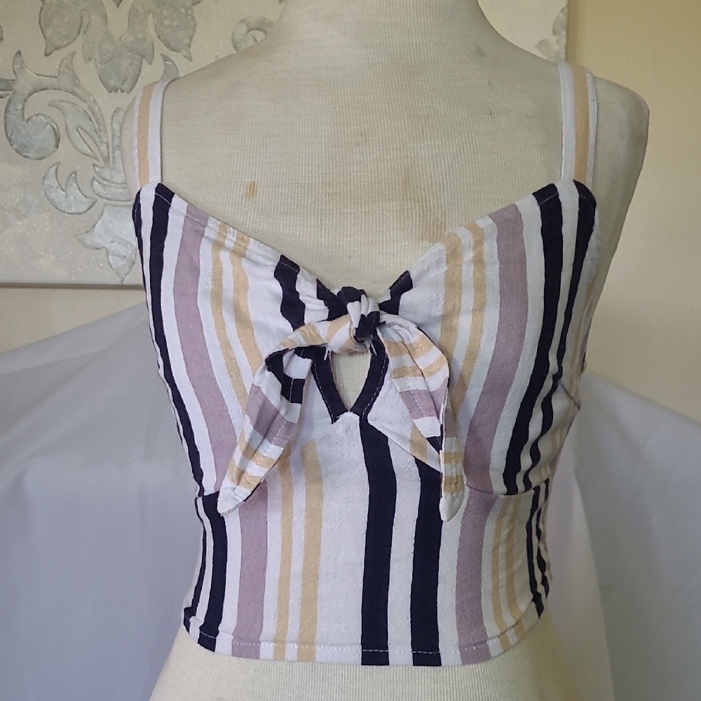 Hollister Blue and Tan Tie-Front Camisole
